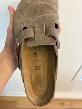 Birkenstock Suede Clog Mule in Taupe